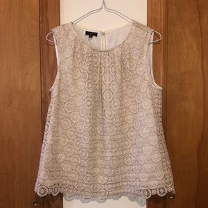 Talbots petite scalloped lace shell